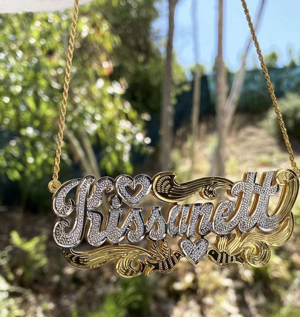 

New Design 2021 Personalized Double Nameplate Personalized Jewelry Custom Name Necklace Acrylic Pendant Necklace