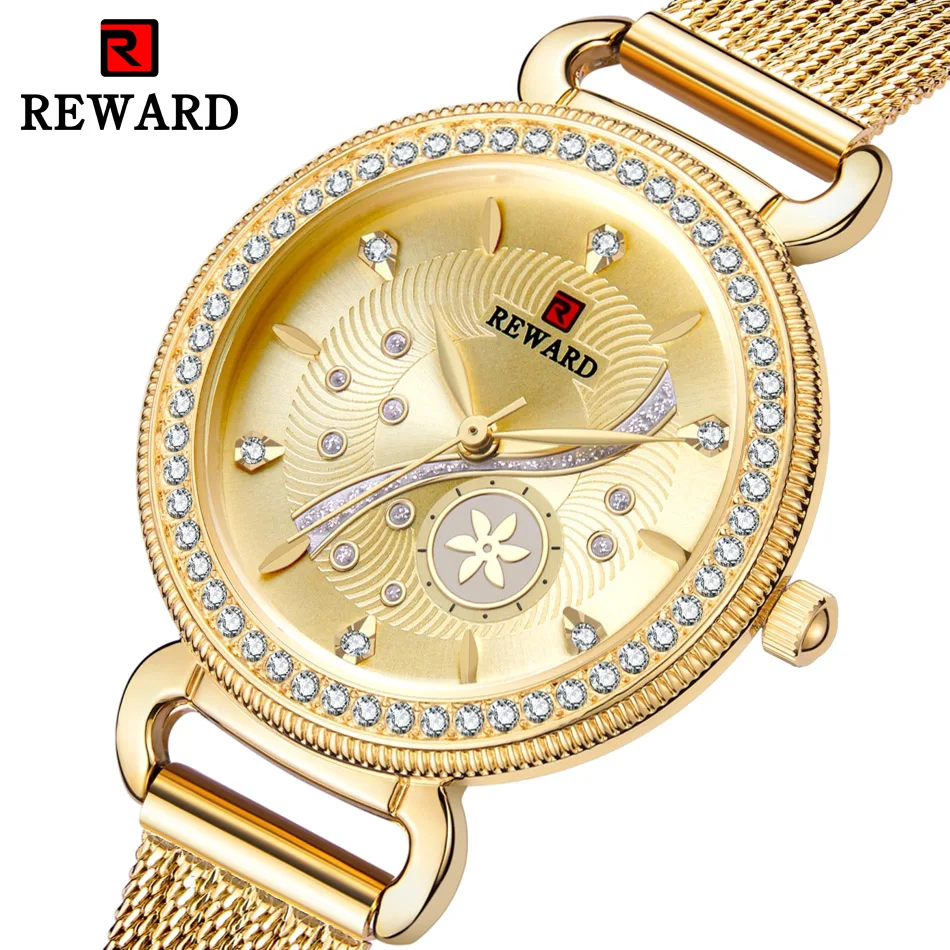 

REWARD RD22004L Top Brand Luxury Stainless Steel Mesh Band Minimalist Dial Womens Dress Wristwatch Fashion Quartz Watch Relogio