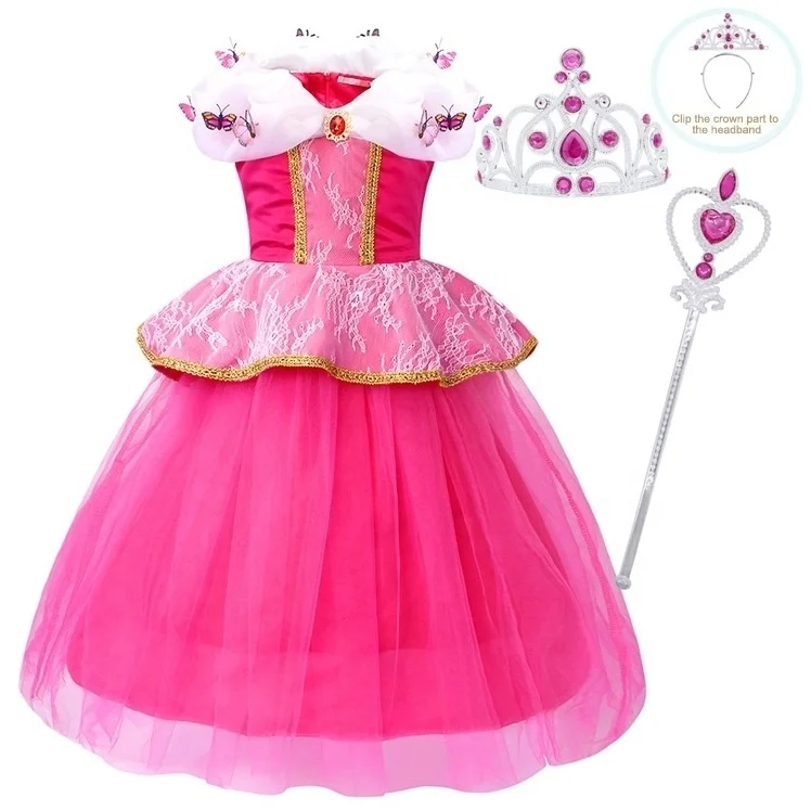 

Girl Cartoon Aurora Princess Sleeveless Dress Up Dress Butterfly Cute Girls' Clothing Sets, Purple