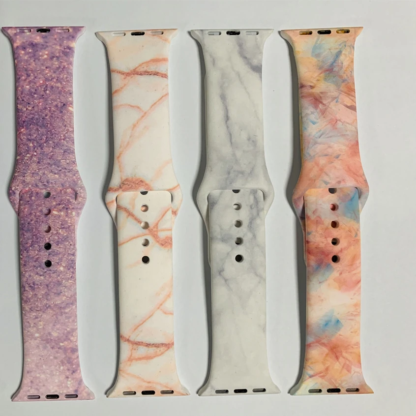 

Silicone Rubber Watch Band For Apple Watch Strap Custom Pattern, Many colors for your choice