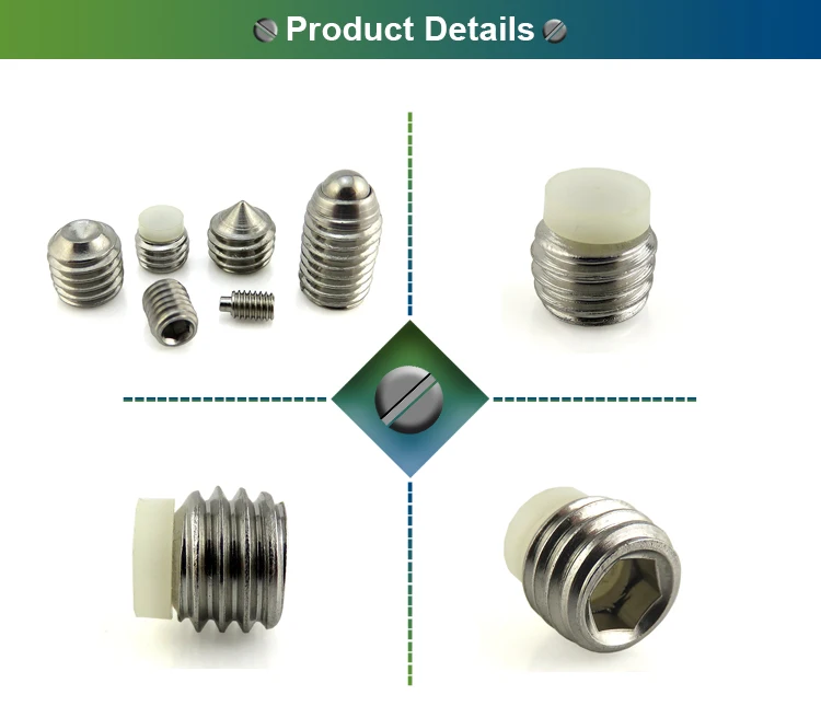 Stainless Steel Allen Nylon Tip Grub Screw,Hex Socket Rubber Tipped Set
