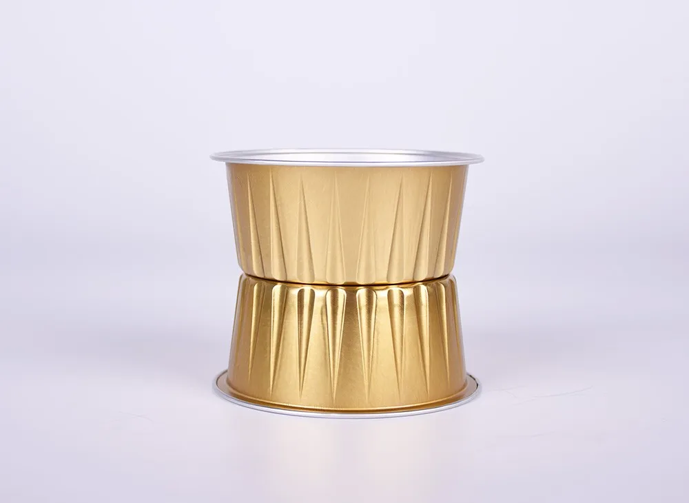 6pcs 100ml Gold Aluminum Foil Square Cake Pans Without Lids