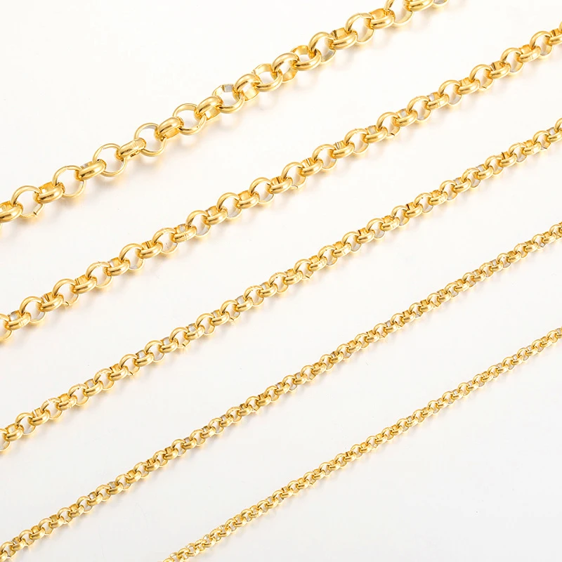 

Bulk chain wholesale stainless steel 18k gold PVD clavicle sweater chain ROLO chain