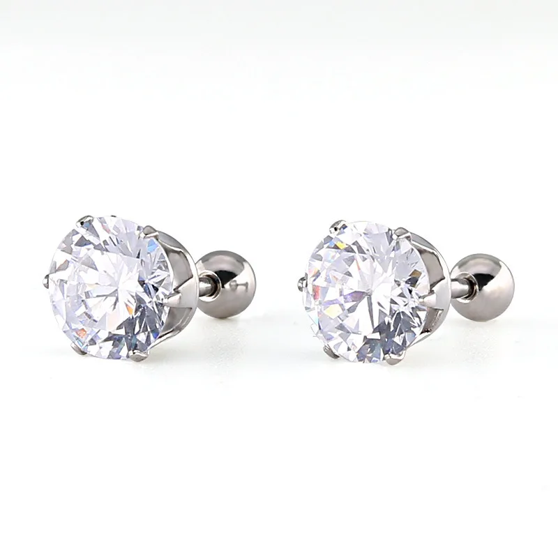 

Stainless Steel Round Zircon Stud Earrings For Women Gift, Picture