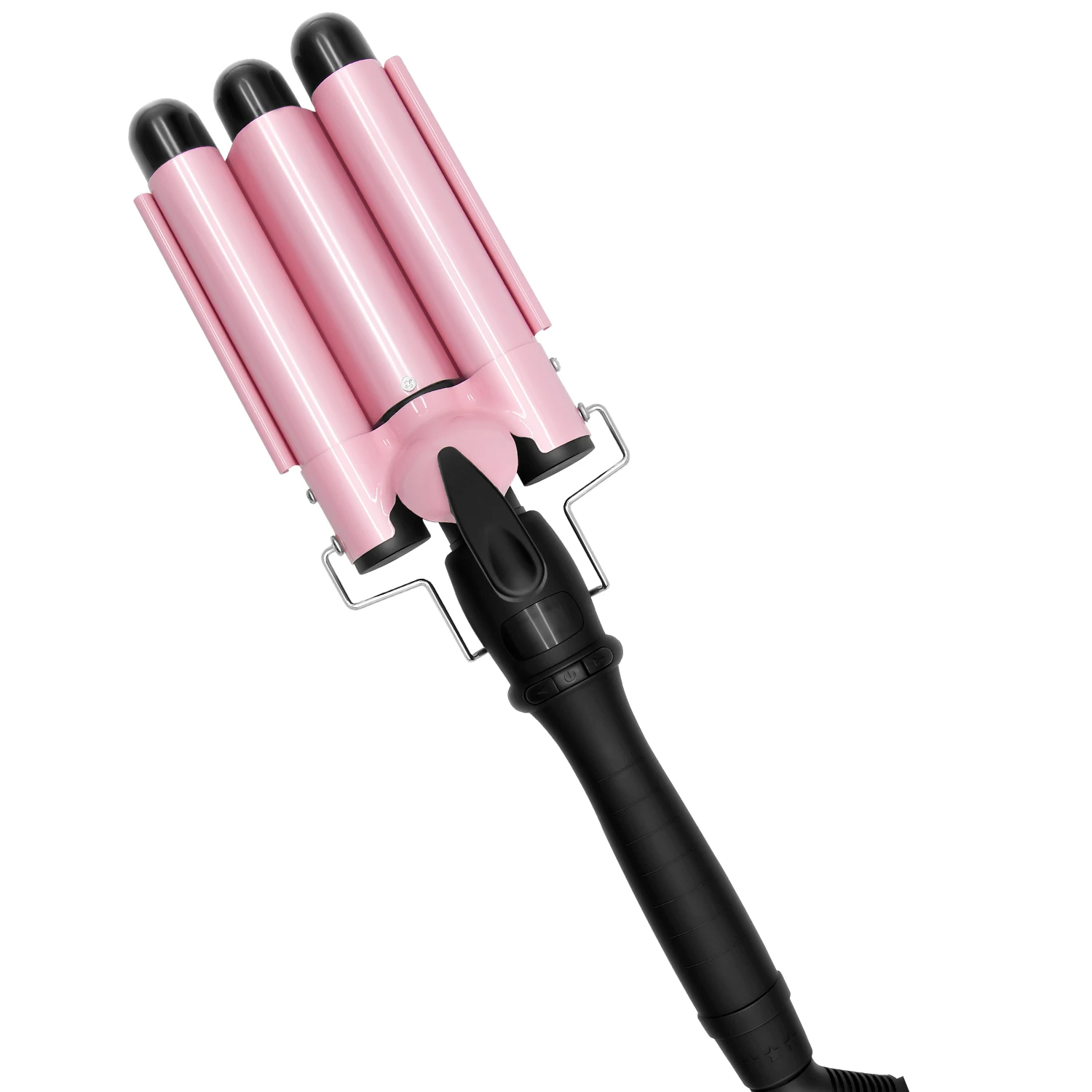 

3 Barrel Curling Iron LCD Display Crimper Hair Iron Hair Waving Styling Tools Crimping Tool Suit for All Hair Style, Pink