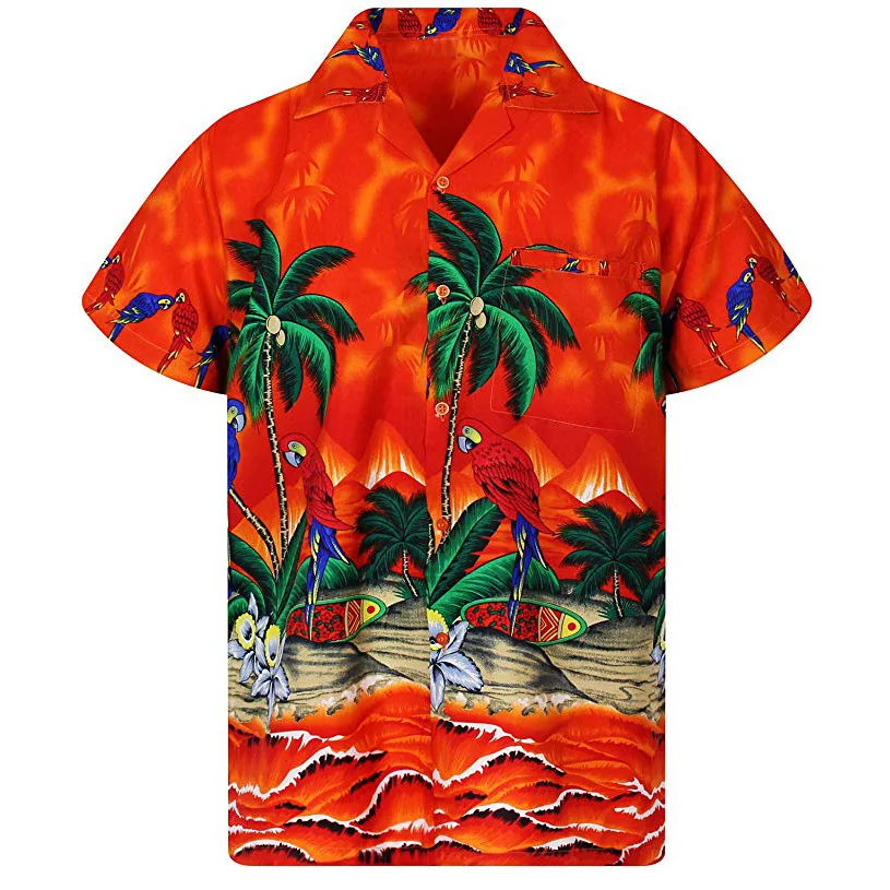 

Wholesale Korean Style Summer Button Down Short Sleeves Regular Fit Hawaiian Shirts for Men
