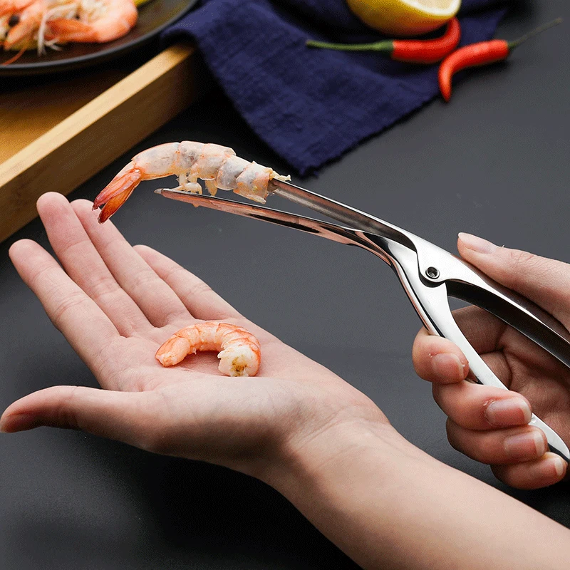 

Amazon Hot Sale Stainless Steel Prawn Peeler Shrimp Peeling Device, Kitchen Seafood Tools Prawn Shrimp Deveiner Tool Peeler