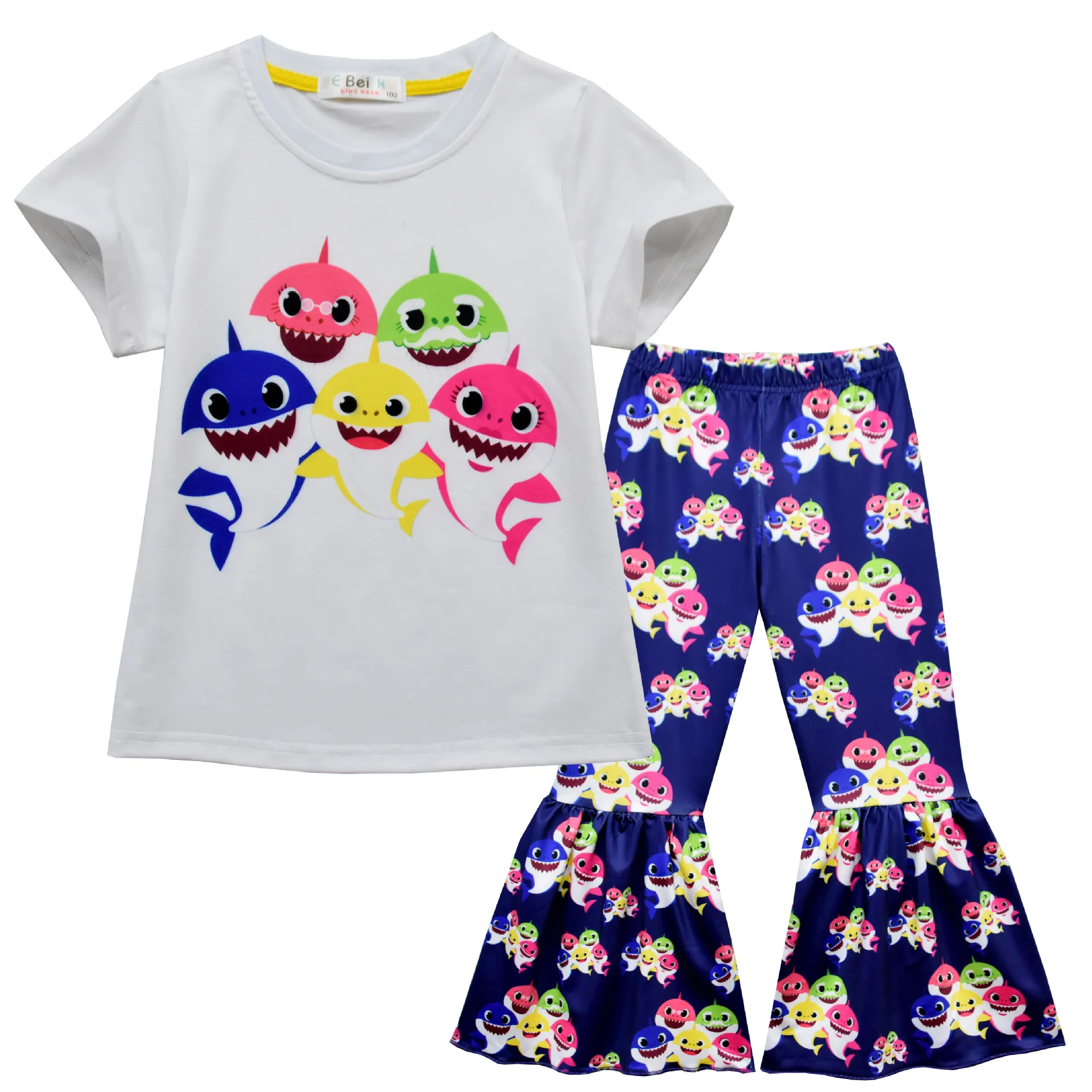 

Kid Clothes Set Cartoon Girls Two Piece Summer Size 6-10 Ruffled Outfit Giggle Moon Kids Shark Outfits