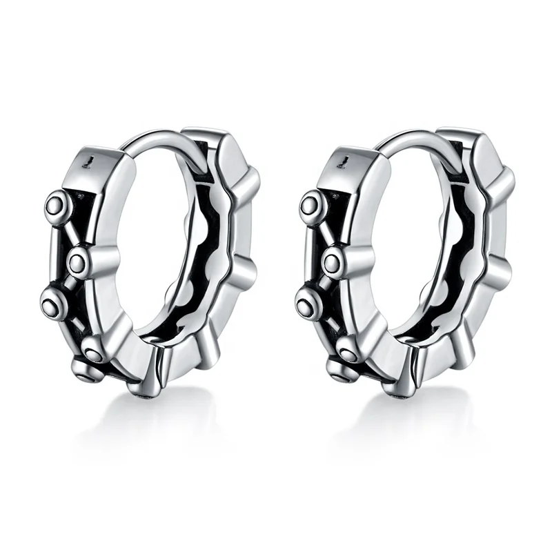 

Punk Male Silver Color Stainless Steel Hoop Piercing Round Earrings for Men Women Fashion Jewelry Gifts