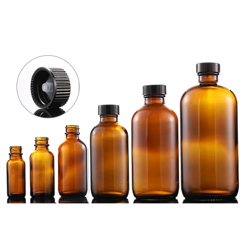 

1 Oz 8 Oz 16 Oz Amber Boston Glass Bottle for Homemade Vanilla Extract Essential Oils Herbal Medicine Wedding Christmas Decor