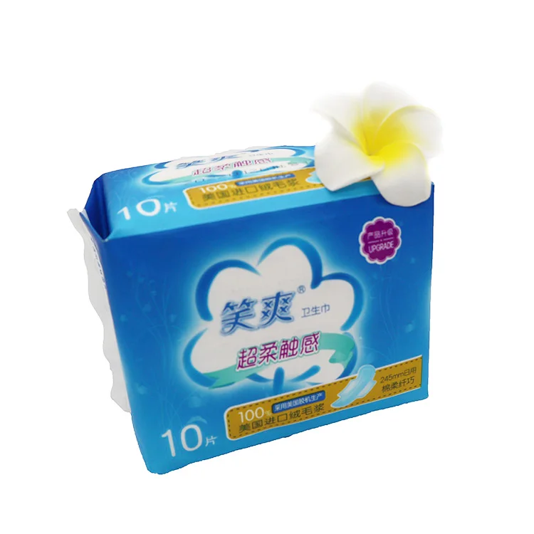 

Smilfree brand factory stock different sizes breathable comfort ladies soft 10 pieces sanitary napkin pads, White