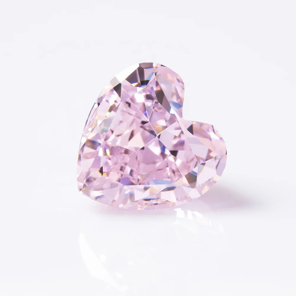 

Heart Shaped Nude Gemstone  Pink Crushed Ice Cut Synthetic Gemstone Zircon