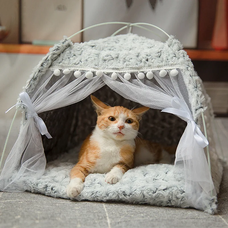 

Semi-closed Cat Window House Winter Warming Deep Sleep and Sweet Night Pet Bed Dog Teepee Tent, 2 colors