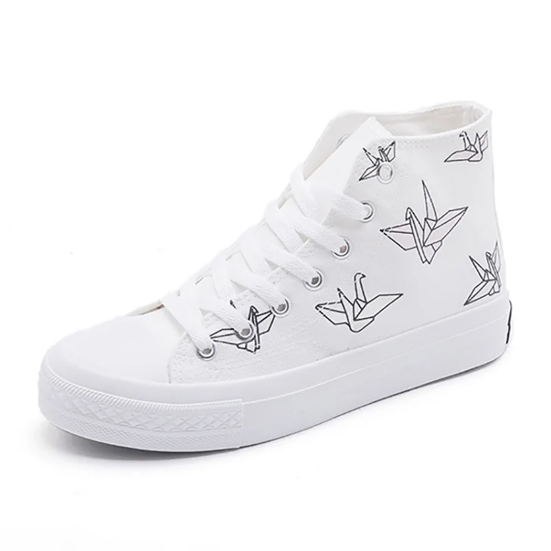 

Wholesale High Top Sunshine Color Changing Canvas Shoes Women Fashion Sneakers, White