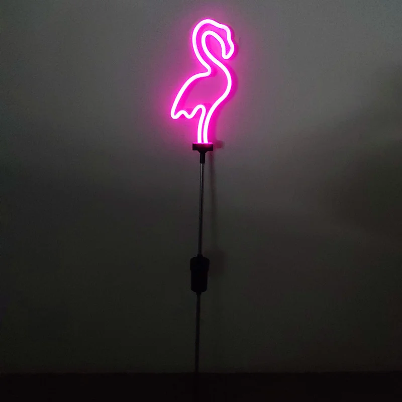 Amazon Hot Battery Operated Garden Stake Path Flamingo LED  Neon Light For Landscape Lawn yard Patio