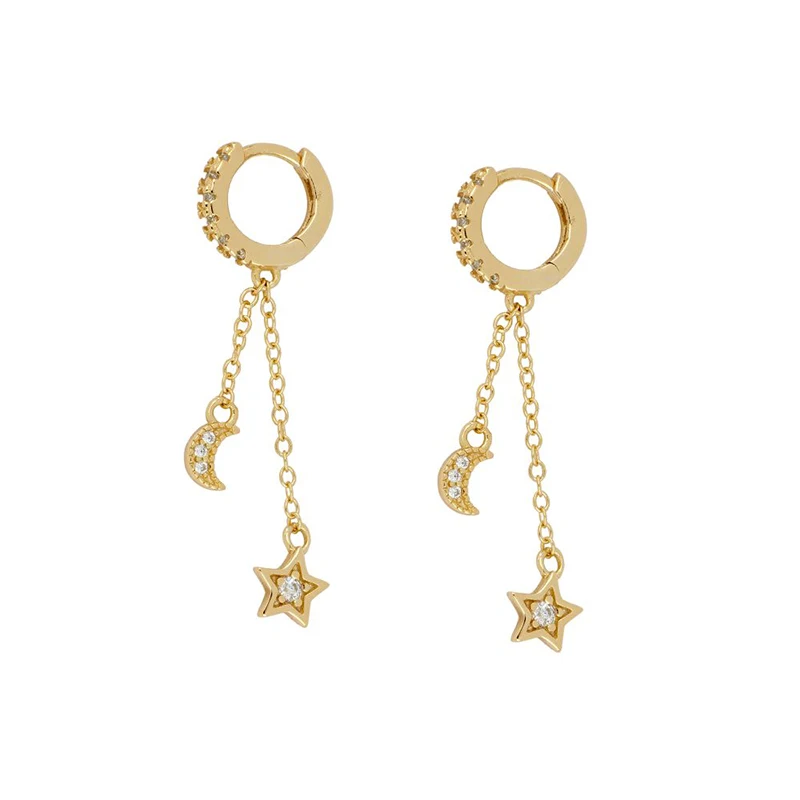 

2021 S925 sterling silver matching star five-pointed star diamond pendant earrings