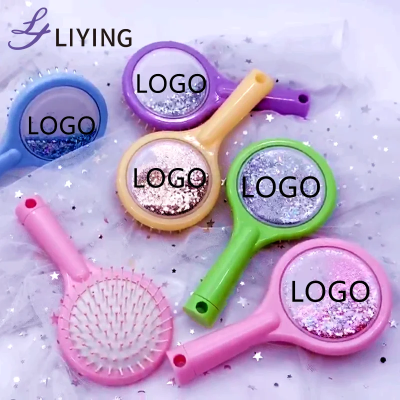 

Custom logo air cushion massage paddle straight liquid glitter detangling hair brush comb private label