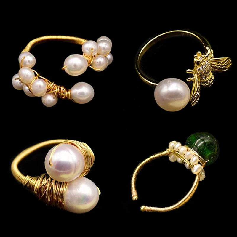 

Handmade Baroque Pearl Plated Winding Jane Open Ring Custom Jewelry