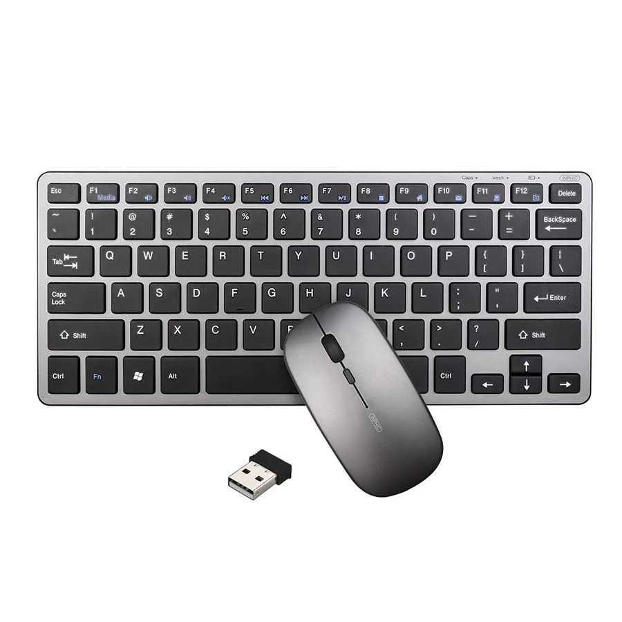 

Inphic 2.4GHz USB Nano, Silent Click Rechargeable Wireless Mouse and Keyboard Combo for Mobile Phone, Universal Portable Laptop