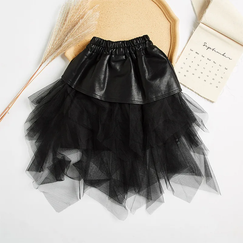 

Factory direct salet tull baby skirt hot sale girls leather skirts fashion Baby Girls Pu Leather Skirts