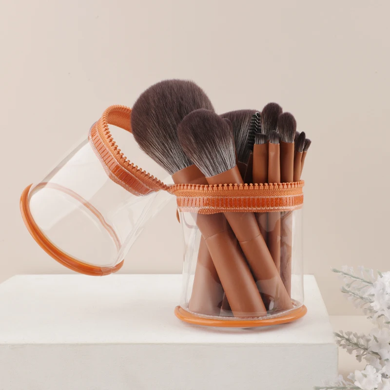 

FEIYAN Top Quality Portable Short Vegan Cosmetic Make-up Brush Mini Travel Size Makeup Brush Set With Travel Makeup Brush Holder