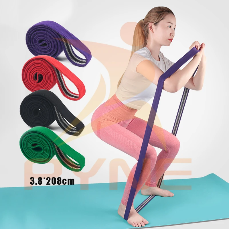 

Custom Logo Printed Black Fabric Long Resistance Fitness Bands Set Of 3 With Storage Bag, Green,purple,black,red