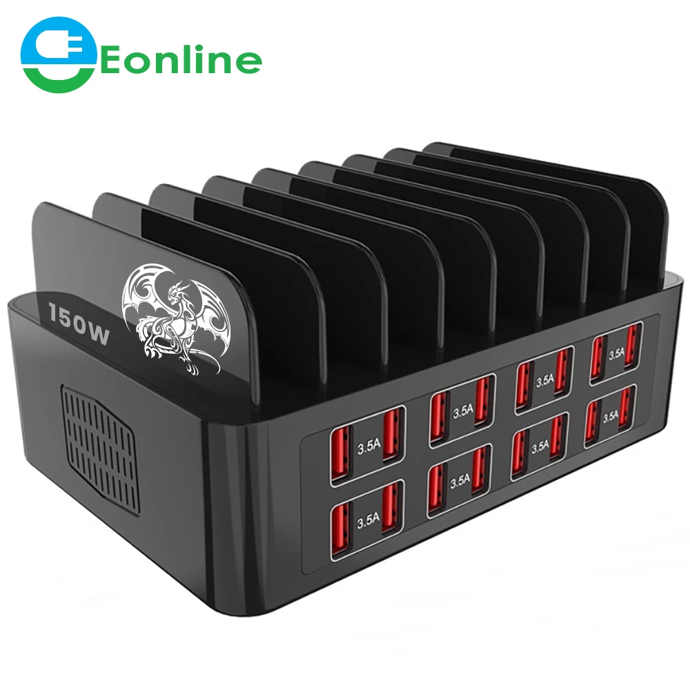 

EONLINE 3D 150W Universal Multi USB Charger 16 Port USB 3.5A Fast Charging Station Stand For Iphone Ipad Samsung Xiaomi Tablet