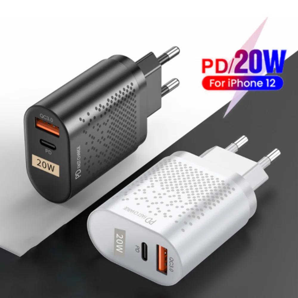 

Free Shipping 1 Sample OK 20W Fast Charging QC3.0 Phone Charger USB C Wall Charger Adapter For iPhone 12 Custom Accept