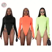 

9121219 hot onsale turtleneck solid color long sleeve skinny bodysuit High Womens Fashion Clothing