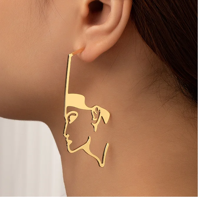 

New Arrival Hollow Out abstract Face drop Earrings Girls Statement Earrings Women Party Jewelry