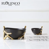 

Low MOQ fast delivery Modern unique luxury men decorative back ceramic salad bowls