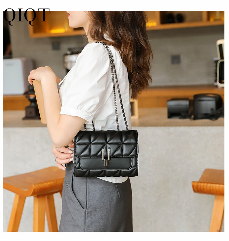 

New Style Fashion Chains Mini Messenger Bag Ladies PU Leather Handbags For Women Luxury, White,black
