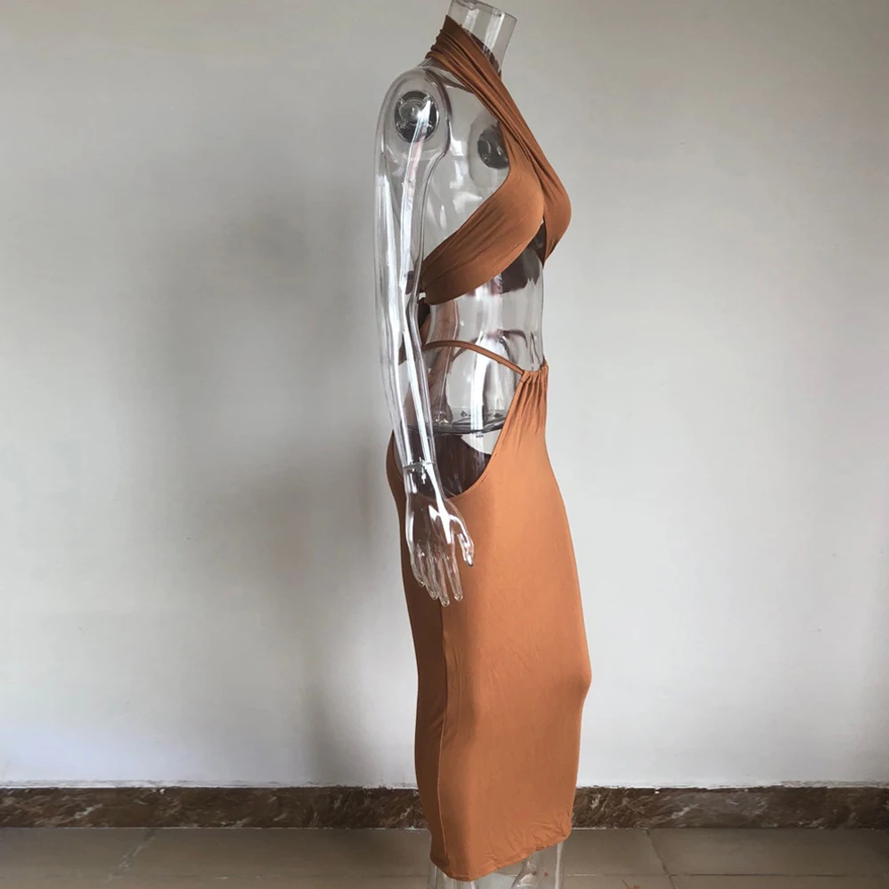 
8115 Clothing Sexy Straps Crop Top And Slit Maxi Skirt Casual Midi Dresses 