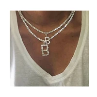 

hip hop jewelry diamond bubble letter iced out custom print initial necklace with tennis chains