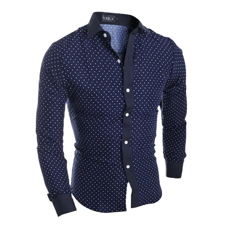 

Most Popular Manufacturers Plus Size Fashion Star Dot Slim Long Sleeve Men's Shirts