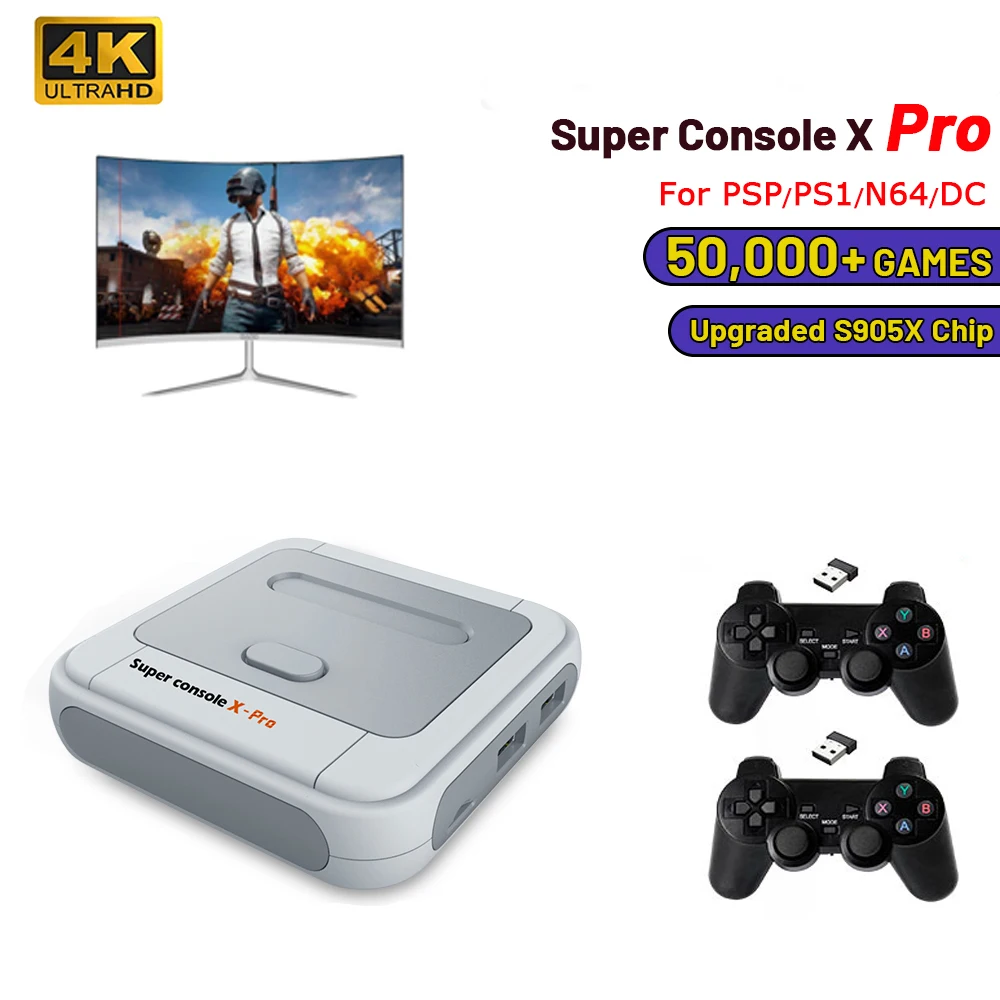 

Super console X-Pro 50000 in one For PSP/N64/DC/PS1 fc retro classic gaming console 256G wifi video game consoles, White