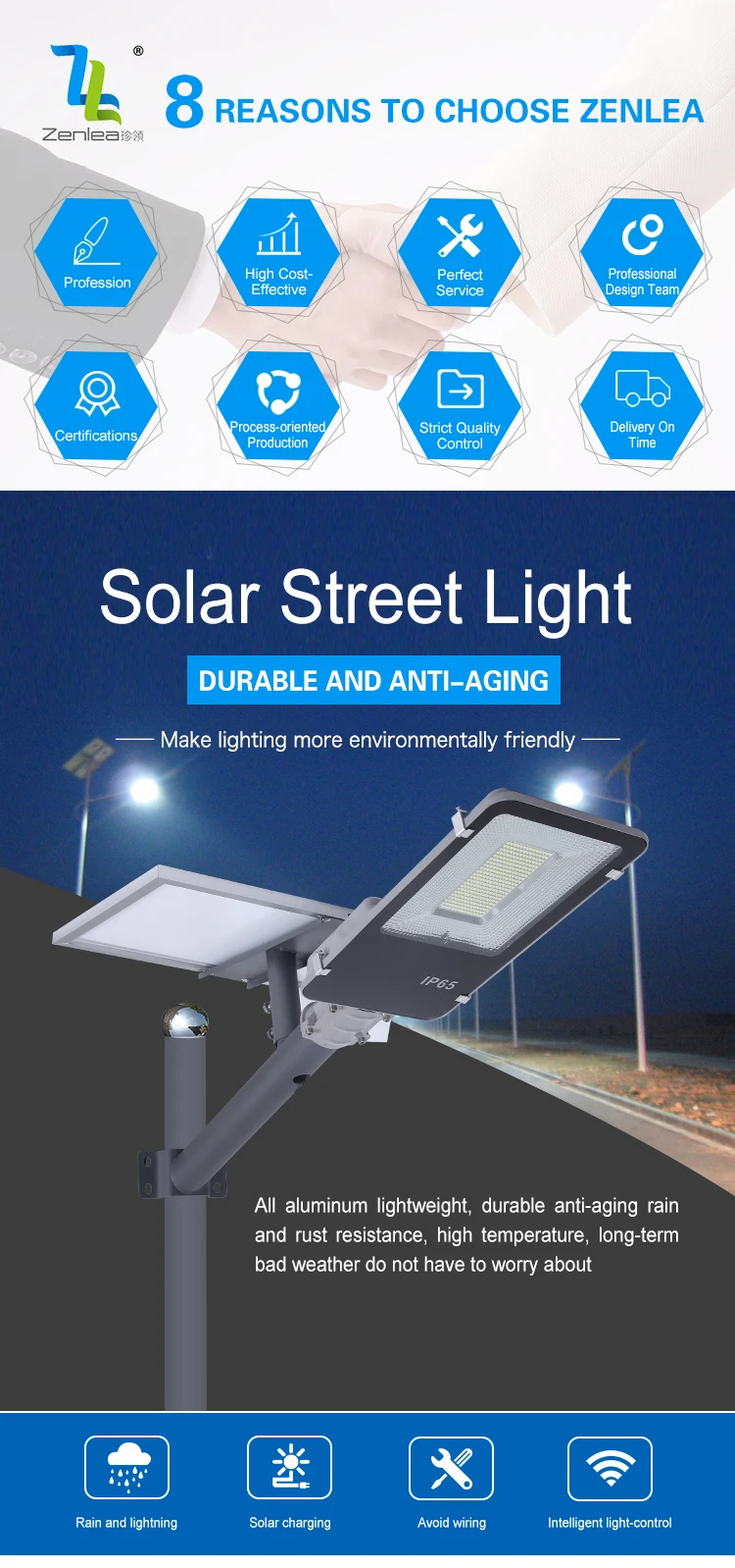 Outdoor waterproof IP65 60w 150w 200w 300w solar led street light