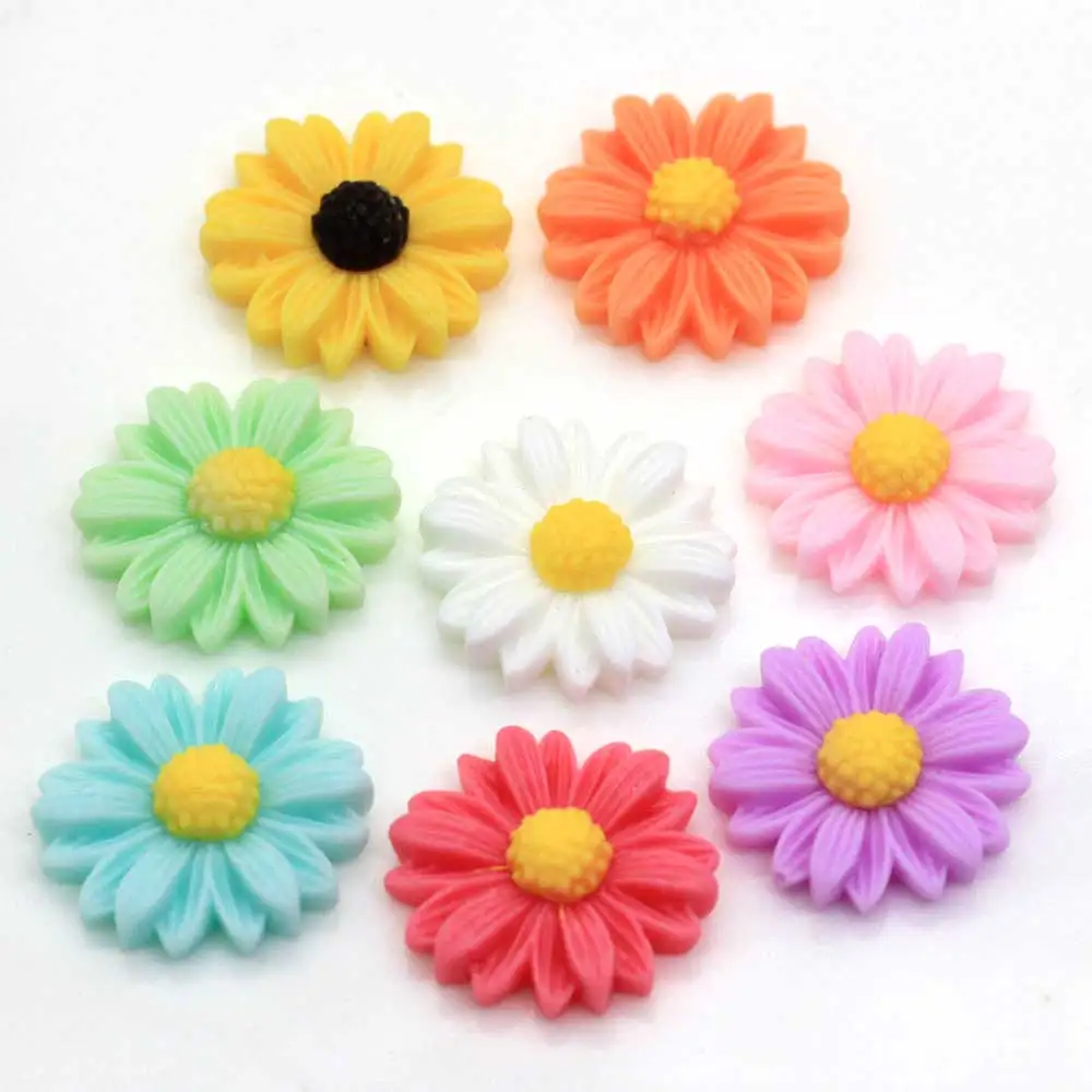 

Cute Novel Design Sunflower Daisy Flower Shape Style Flat Back Resin Bead Sticker for Craft Decoration