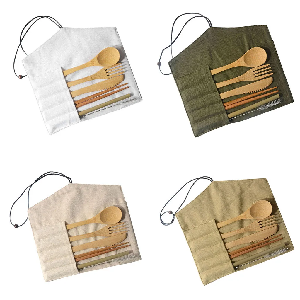 
Eco-Friendly Outdoor Portable Zero waste Bamboo Utensils travel Cutlery Set Spoon Fork Chopstick 