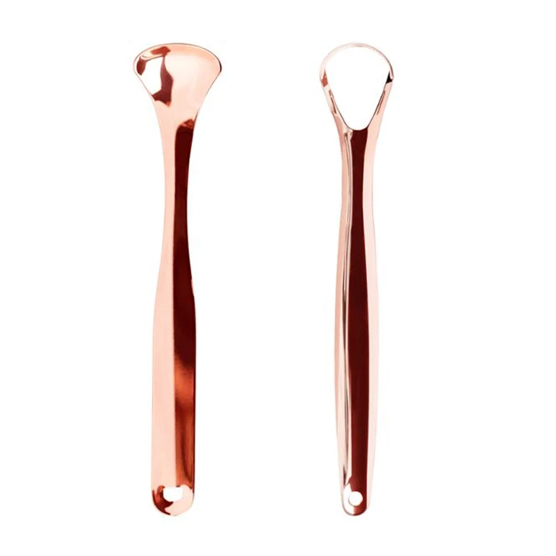 

Tongue Coating Cleaner Set Metal Tongue Scraper Cleaner Bad Breath Tongue Cleaner, Rose gold