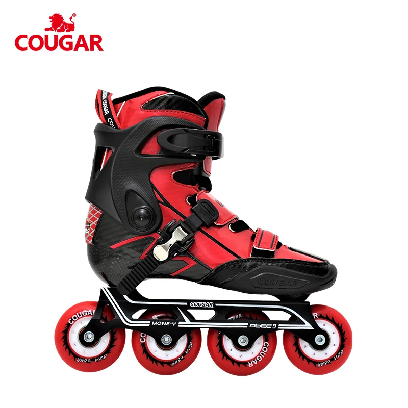 

COUGAR professional kids freestyle carbon fiber inline slalom skates, Black yellow/blue orange/rose green