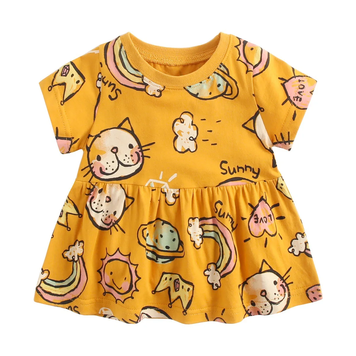 

Girls dress cartoon print summer short-sleeved children's dress