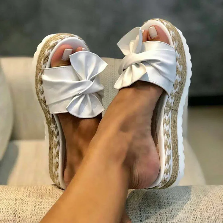 

2021 Women's New Design Fashion Bow-knot Wedge female flat sandals for women and ladies, Picture