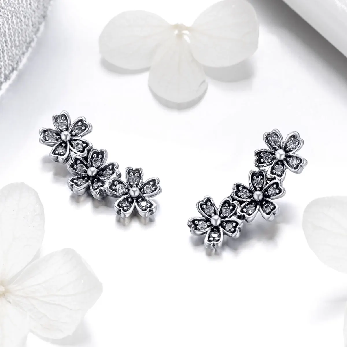 

Vintage flower jewelry 925 silver stud earring