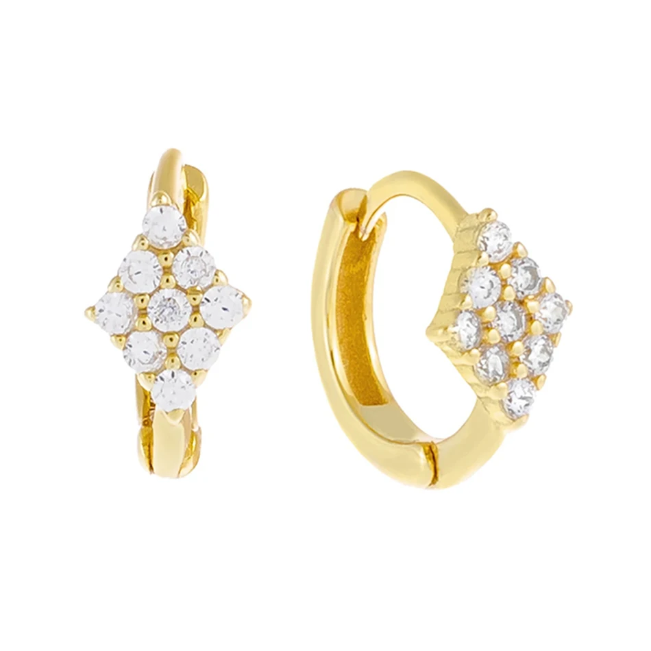 

Wholesale Gold Earrings 925 Sterling Silver 18k Gold Plated Charm Hoop Earrings With Cubic Zircon