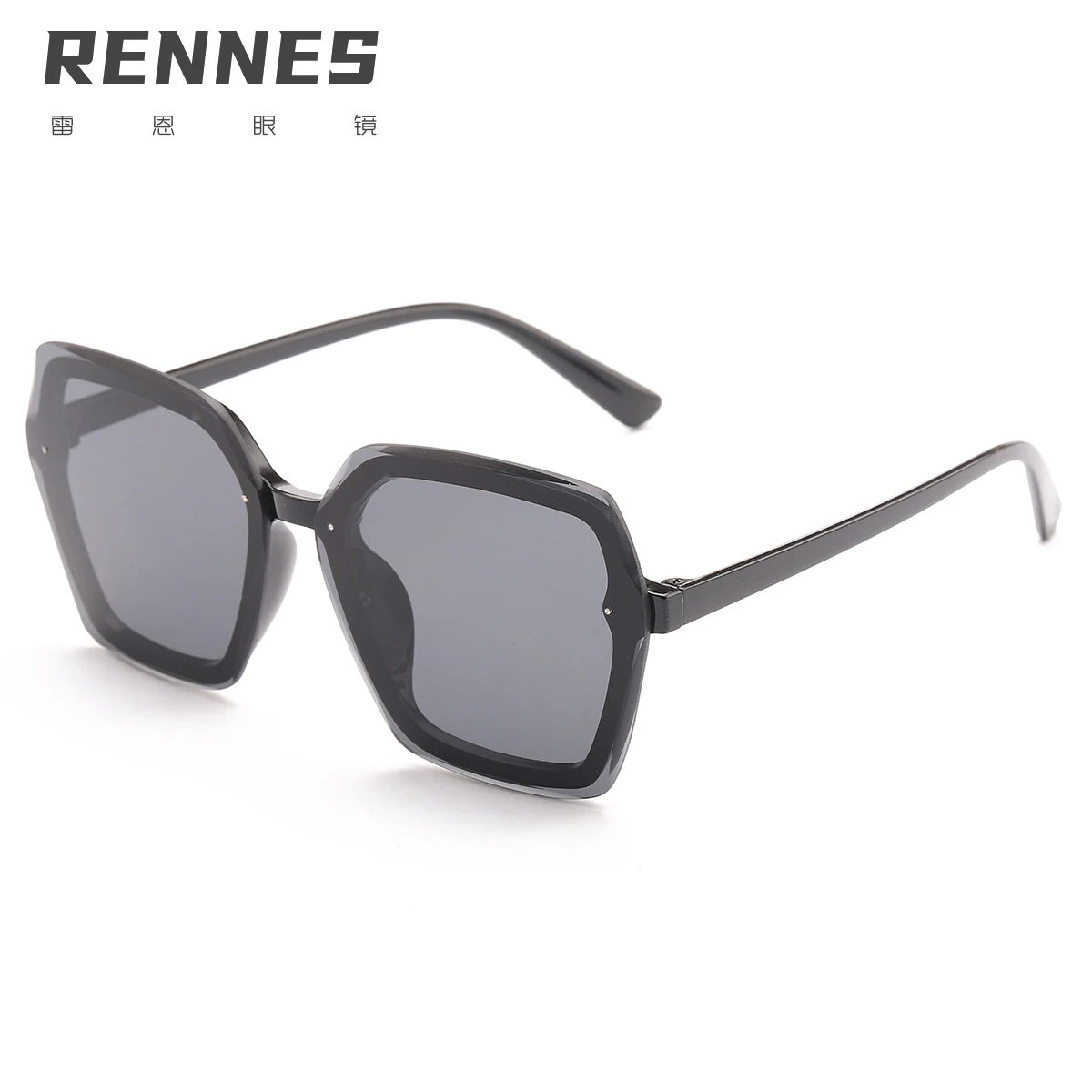 

[RTS] Ins Fashion Polygon Progressive Color Rimless Glasses PC Frame Oversized Glasses for Women Sunglasses CE, Custom colors