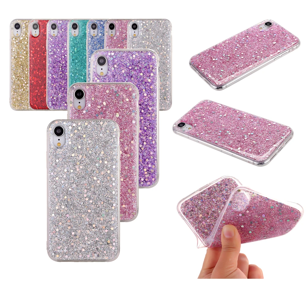 

Luxury Glitter Sparkle Phone Case for iPhone 5 SE 6 6S 7 8 Plus X XR XS Max 11 Pro Shiny Bling Soft Clear TPU Phone Cover Coque