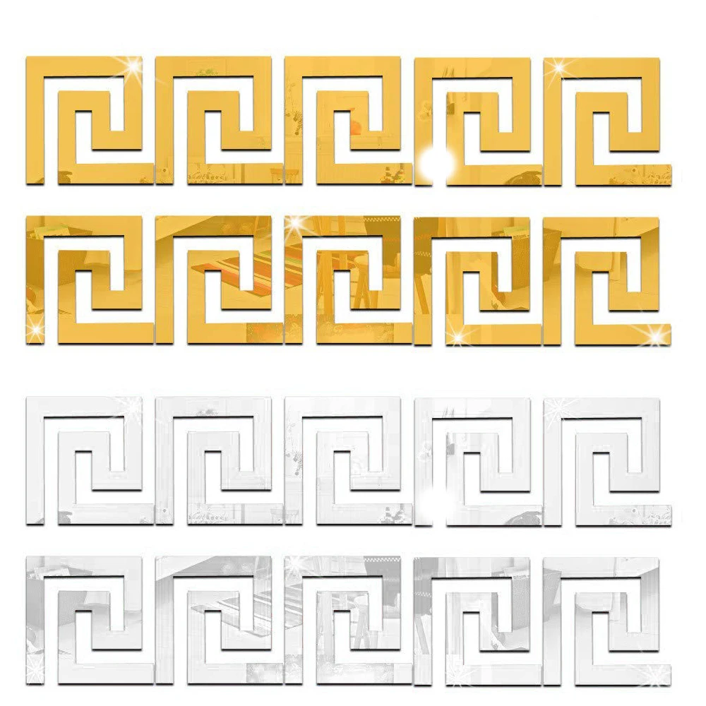 

10pcs/set 10*10cm DIY Acrylic Wall Sticker Decoration Modern Maze Mirror Wall Sticker