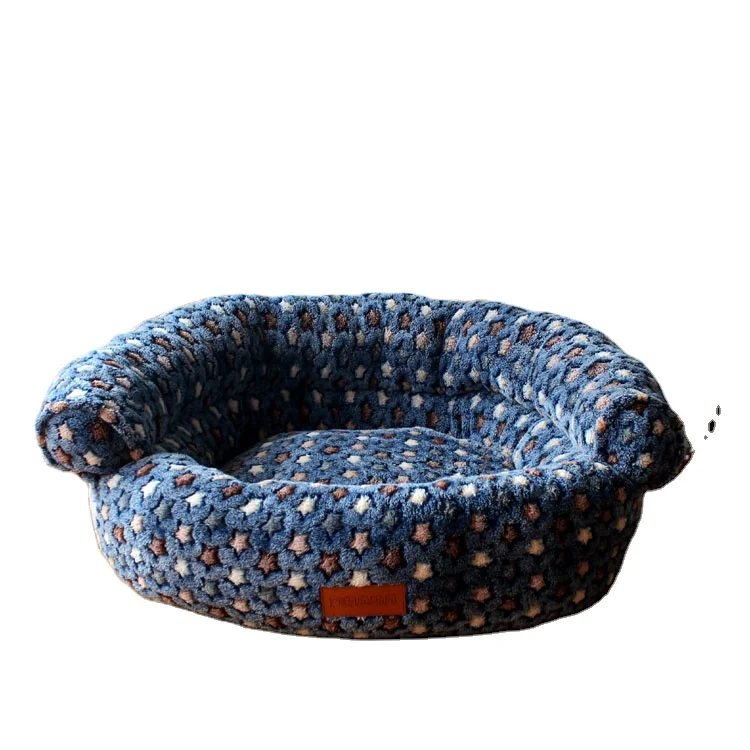 

2020 Wholesale High Quality Waterproof Cotton Comfortable Washable Puppy Dog Sofa Woven Pet Basket Bed, Blue grey/pink/beige