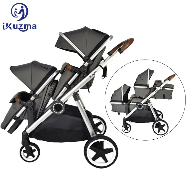 

Top Quality Luxury Easy 2 Sides Double Prams Stroller Infant and Toddler, Black, navy, grey